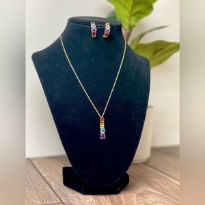 Effy 14K Yellow Gold Multi Gemstone Pendant & Yellow Gold Gemstone Drop Earrings